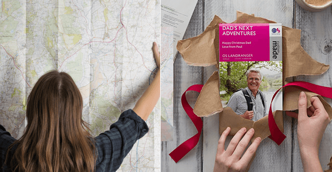OS Maps with custom titles and areas, the perfect Christmas gift for an outdoorsy friend